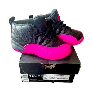 Toddler size 10c Jordan 12 Retro black/deadly pink with box